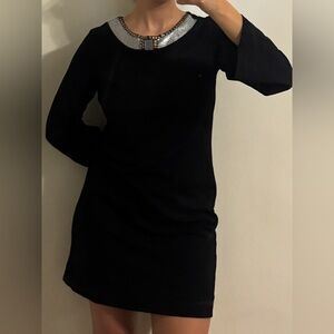 Nicole Miller black long sleeve mini Dress